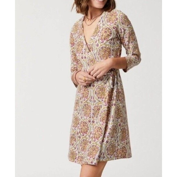 Spartina 449 Alisa‎ Wrap Dress Sz S Mini Floral Coastal Beach Resort Vacation - Picture 1 of 12